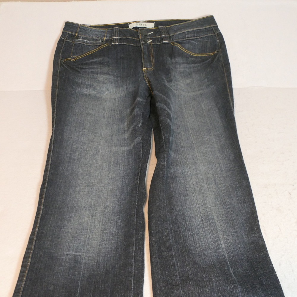 Mixit Womens Jeans 10 Flare Blue Y2K Contrast Stitch Whiskering Retro Streetwear